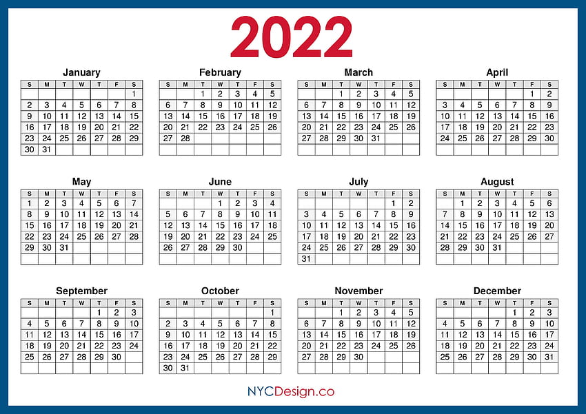 Calendar Printable , Horizontal, Blue, â Sunday Start â. Calendars Printable, 2022 Calendar HD wallpaper